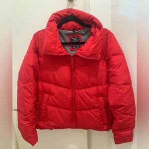 Red A&F Puffer Jacket